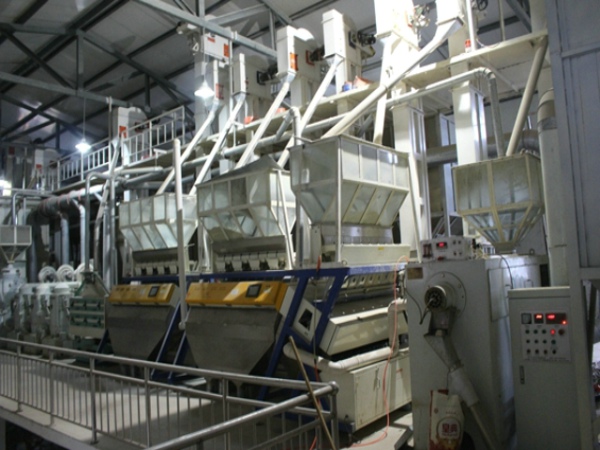 山西30T級大米加工機(jī)械安裝調(diào)試完成(圖)
